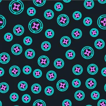 Line Safe icon isolated seamless pattern on black background. The door safe a Stock Illustration