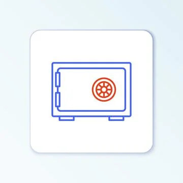 Line Safe icon isolated on white background. The door safe a bank vault with a Ilustración de archivo