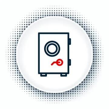 Line Safe icon isolated on white background. The door safe a bank vault with a Ilustración de archivo