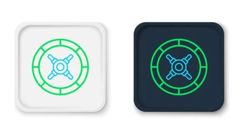 Line Safe icon isolated on white background. The door safe a bank vault with a Stock Illustration