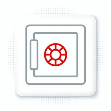 Line Safe icon isolated on white background. The door safe a bank vault wit.. Stock Illustration