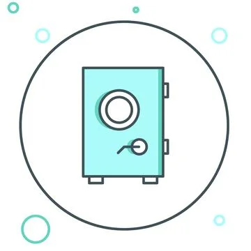 Line Safe icon isolated on white background. The door safe a bank vault wit.. Stock Illustration