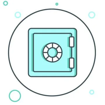 Line Safe icon isolated on white background. The door safe a bank vault wit.. Stock Illustration