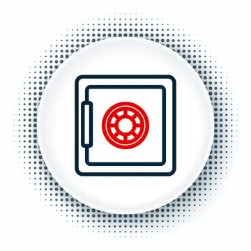Line Safe icon isolated on white background. The door safe a bank vault wit.. Illustrazione stock
