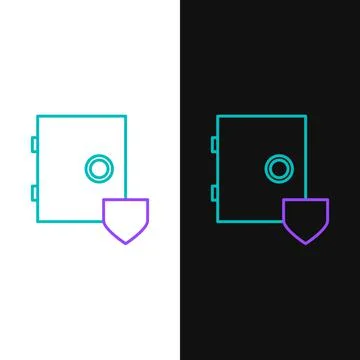Line Safe with shield icon isolated on white and black background. Insurance イラスト素材