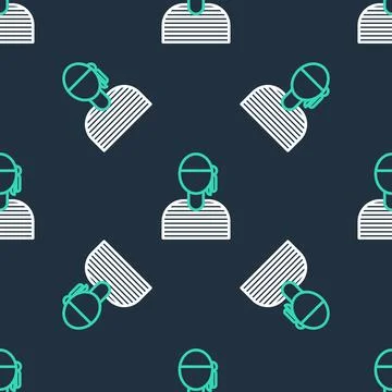 Line Sailor captain icon isolated seamless pattern on black background. Vector Stock Illustration