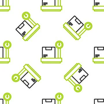 Line Scale with cardboard box icon isolated seamless pattern on white background Illustration