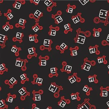 Line Scale with cardboard box icon isolated seamless pattern on black background Illustrazione stock