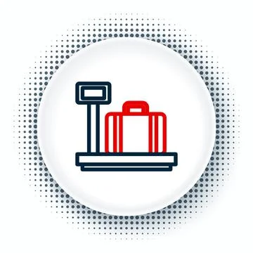 Line Scale with suitcase icon isolated on white background. Logistic and Illustration