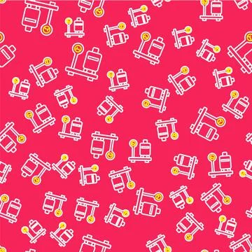 Line Scale with suitcase icon isolated seamless pattern on red background イラスト素材
