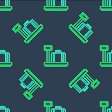 Line Scale with suitcase icon isolated seamless pattern on blue background イラスト素材