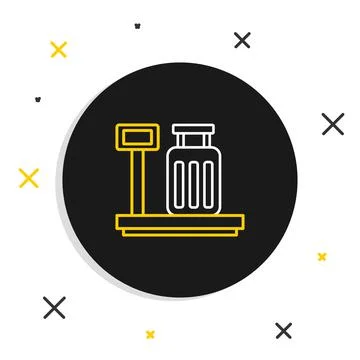Line Scale with suitcase icon isolated on white background. Logistic and 스톡 일러스트