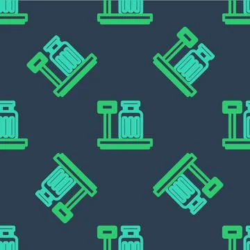 Line Scale with suitcase icon isolated seamless pattern on blue background イラスト素材
