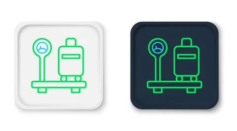 Line Scale with suitcase icon isolated on white background. Logistic and 스톡 일러스트