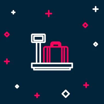 Line Scale with suitcase icon isolated on blue background. Logistic and del.. イラスト素材