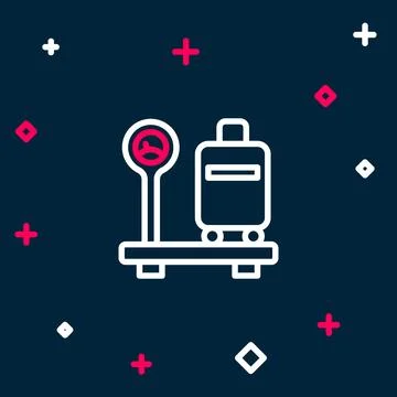 Line Scale with suitcase icon isolated on blue background. Logistic and del.. 스톡 일러스트