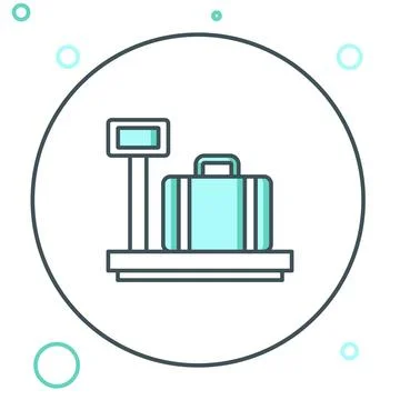 Line Scale with suitcase icon isolated on white background. Logistic and de.. Stockillustratie
