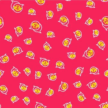 Line Scales of justice icon isolated seamless pattern on red background. Court イラスト素材