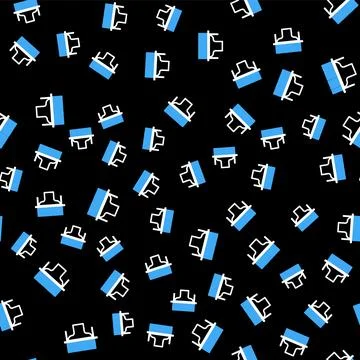 Line Scanner scanning bar code icon isolated seamless pattern on black Stock Illustration