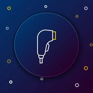 Line Scanner scanning bar code icon isolated on blue background. Barcode label Stock-Illustration