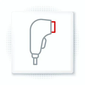 Line Scanner scanning bar code icon isolated on white background. Barcode lab Stock-Illustration