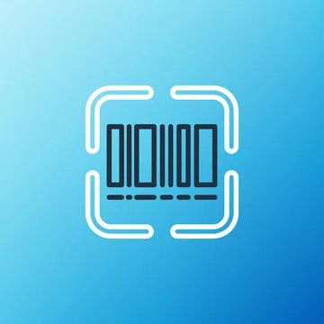 Line Scanner scanning bar code icon isolated on blue background. Barcode label Stock-Illustration