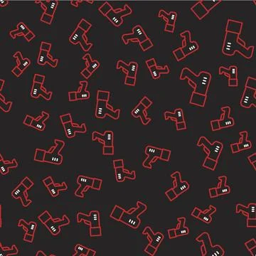 Line Scanner scanning bar code icon isolated seamless pattern on black Stock Illustration