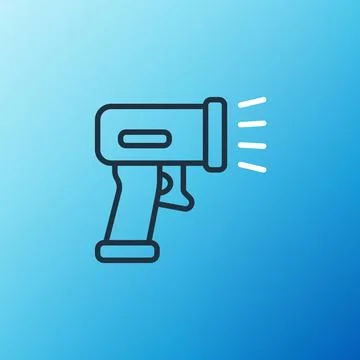 Line Scanner scanning bar code icon isolated on blue background. Barcode labe Stock-Illustration