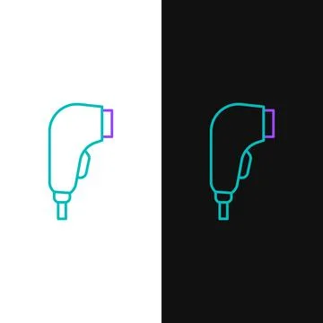 Line Scanner scanning bar code icon isolated on white and black background... Illustrazione stock