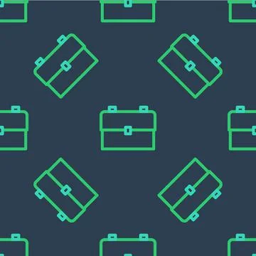 Line School backpack icon isolated seamless pattern on blue background. Vector Illustrazione stock
