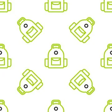 Line School backpack icon isolated seamless pattern on white background. Vector Stockillustratie
