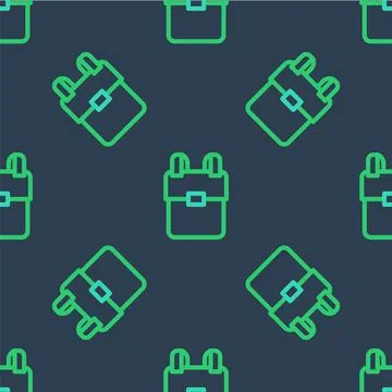 Line School backpack icon isolated seamless pattern on blue background. Vector 스톡 일러스트