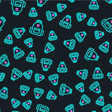 Line School backpack icon isolated seamless pattern on black background. Vector 스톡 일러스트