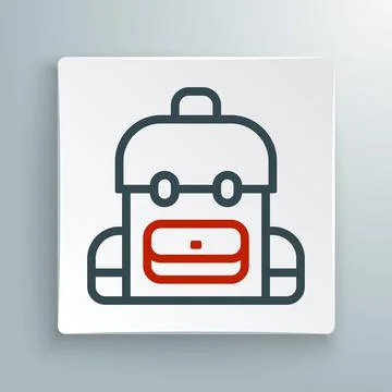Line School backpack icon isolated on white background. Colorful outline concept Ilustração Stock