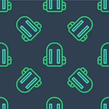 Line School backpack icon isolated seamless pattern on blue background. Vector 스톡 일러스트