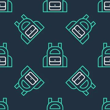 Line School backpack icon isolated seamless pattern on black background. Vector Stockillustratie