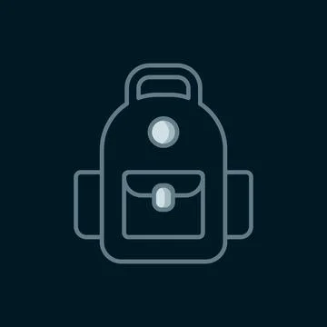 Line School backpack icon isolated on black background. Flat filled outline.. 스톡 일러스트