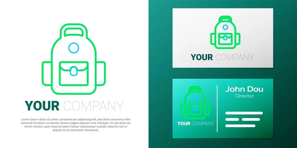 Line School backpack icon isolated on white background. Colorful outline co.. Stock Illustration