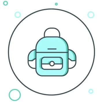 Line School backpack icon isolated on white background. Colorful outline co.. Stock Illustration