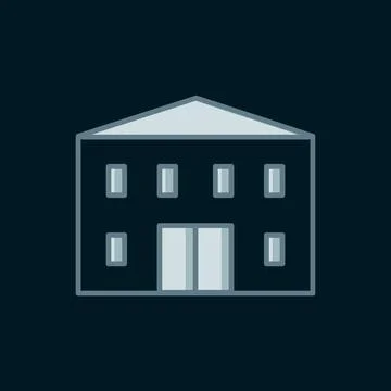 Line School building icon isolated on black background. Flat filled outline.. Ilustración de archivo