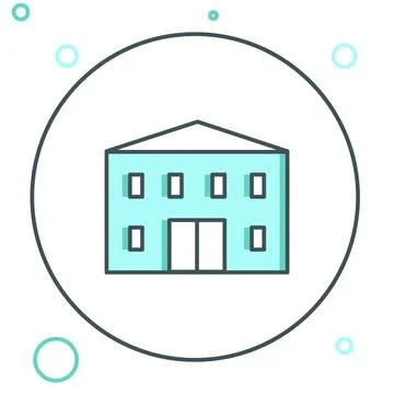 Line School building icon isolated on white background. Colorful outline co.. Ilustración de archivo