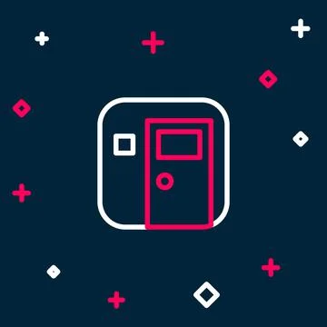 Line School classroom icon isolated on blue background. Back to school concept Illustrazione stock