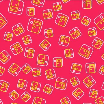 Line School classroom icon isolated seamless pattern on red background. Back to Stock Illustration