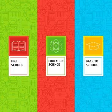 Line School Education Patterns Set Stock Illustration