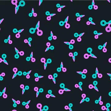 Line Scissors icon isolated seamless pattern on black background. Cutting tool Stock Illustration