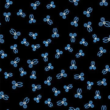 Line Scissors icon isolated seamless pattern on black background. Cutting tool Stock Illustration