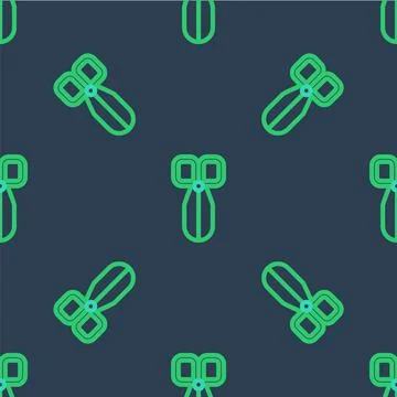 Line Scissors icon isolated seamless pattern on blue background. Cutting tool Stock Illustration