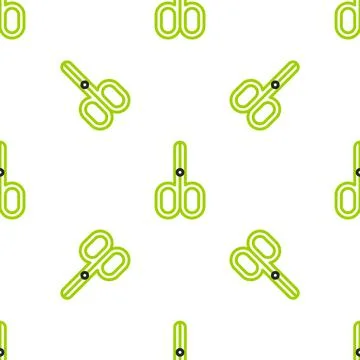Line Scissors icon isolated seamless pattern on white background. Cutting tool Stock Illustration