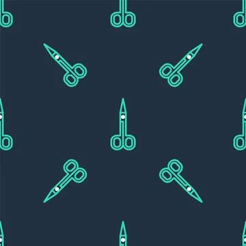 Line Scissors icon isolated seamless pattern on black background. Cutting tool Illustrazione stock