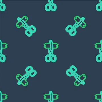 Line Scissors icon isolated seamless pattern on blue background. Tailor symbol イラスト素材